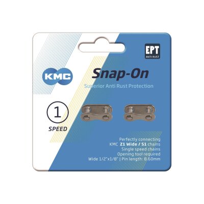 KMC Snap-On Verschlussglied Wide EPT 2 Stück, 1/2" x 1/8", 8,6mm, silber