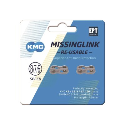 KMC Missinglink 7/8R EPT Silber 2 Stück, für Ketten 7,3mm, C78EPTR73