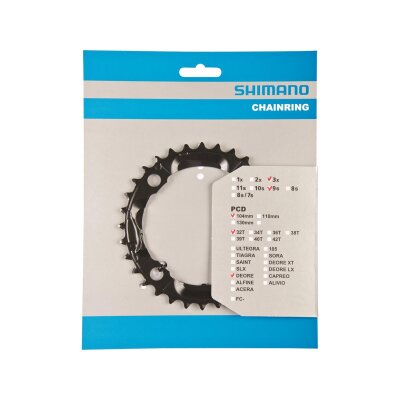 SHIMANO Kettenblatt Deore FCM590 32 Zähne | schwarz | Lochkreis: 104 mm