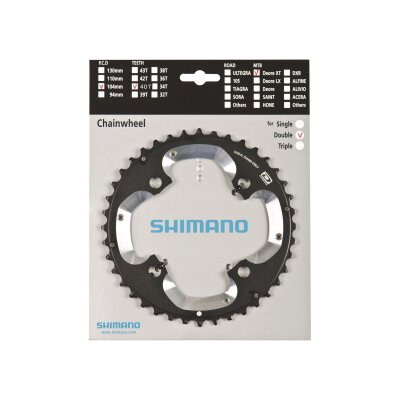 SHIMANO Kettenblatt Deore XT FCM785 40 Zähne | schwarz / silber | Lochkreis: 104 mm